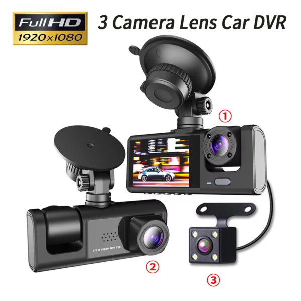 3 Channel Car DVR HD 1080P Dash Cam
