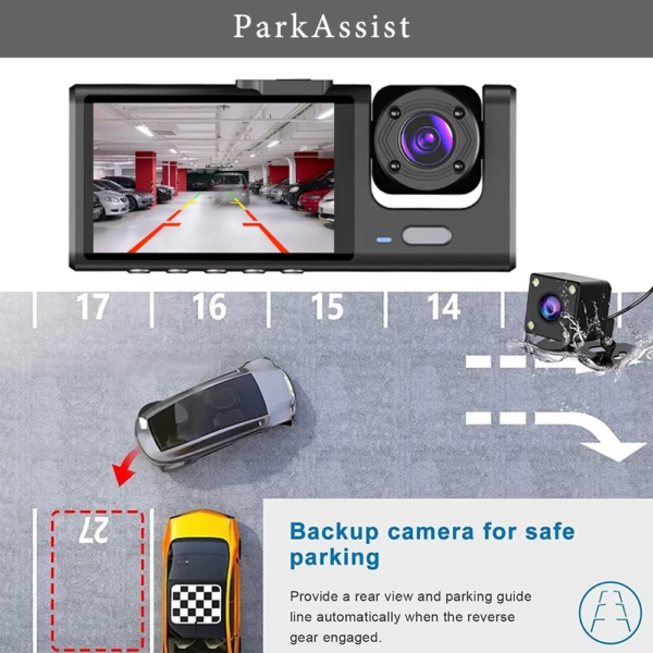 3 Channel Car DVR HD 1080P Dash Cam - Image 6